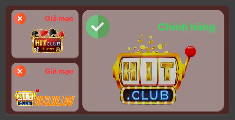 Phân biệt trang chính thức của hit.club thông qua logo
